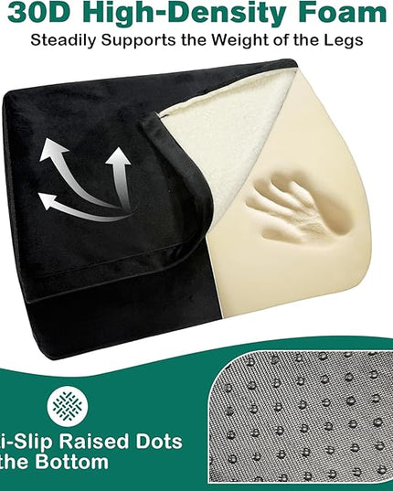 Adjustable Foot Rest Under Desk Removable Warmer Pocket Desk Foot Stool with High-Density Foam and Washable Cover Ergonomic Black Leg Rest for Home Office