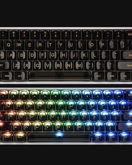 Guffercty kred 61 Keys Black Clear Keycap Set, Transparent Black Keycaps 60 Percent PC Material OSA Profile Only for 60% Keyboard(Obsidian-OSA)