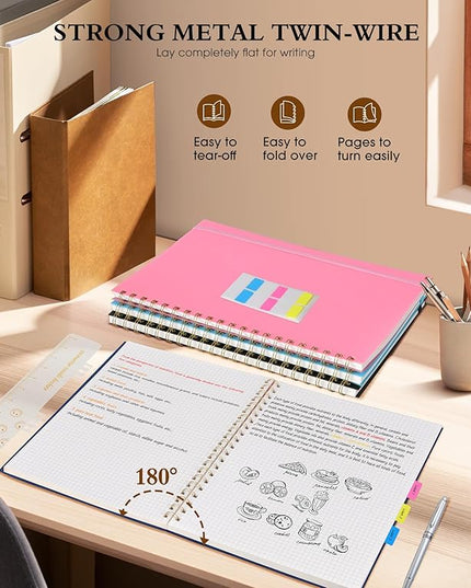 Graph Paper Notebook, Spiral Notebook Journal 8.5” x 11”, A4 Large Grid Notebooks for Women Men, 100 GSM Graph Paper, Plastic Hardcover Spiral Graphing Journals for Work School Engineering, Navy