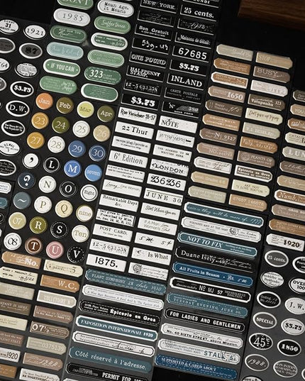 AuriicLeaf Label Sticker Set, 516PCS Cardstock Stickers for Scrapbooking, Journaling, DIY Crafts - Numbers, Letters, and Phrases