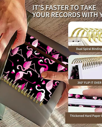 Cute Spiral Journal Notebook,A5 Hardcover Lined Journals for Women Girl 6 x 8.3 in,120 Pages Thick Paper,Cute College Ruled Writing Notebook for Gifts Office Work School (Pink Flamingo Animal)