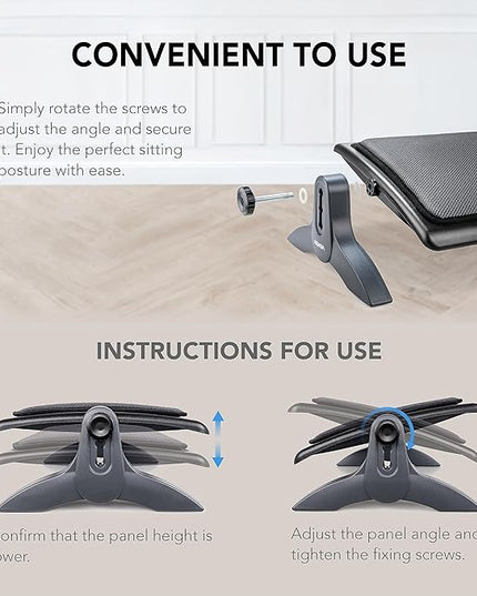 EHO Ottoman, Ergonomic Foot Rest for Under Desk, Adjustable Height and Angle, Sponge Platform, Anti-Slip, Ankle Support, Detachable Washable Cushion, Back and Leg Pain Relief, 21.6" L x 11.4" W, Black