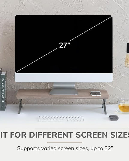 Anji Mountain Monitor Stand - Desktop Organizer & Laptop Riser, Ergonomic Monitor Riser, Space-Saving Monitor Stand for Desk, Durable Construction, Easy Assembly, Ideal for Home & Office,Biscotti