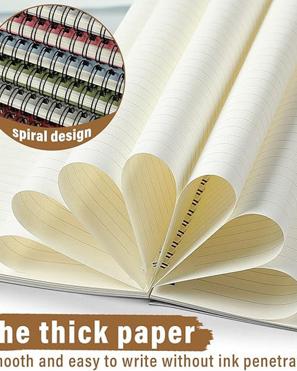 Fuutreo 12 Pcs Spiral Notebook for Work A5 8.3 x 5.7 Inch College Ruled Spiral Journal Notebook Kraft Cover Ruled Paper, 12 Color, 60 Sheets, 120 Pages for Office School(Morandi Color)