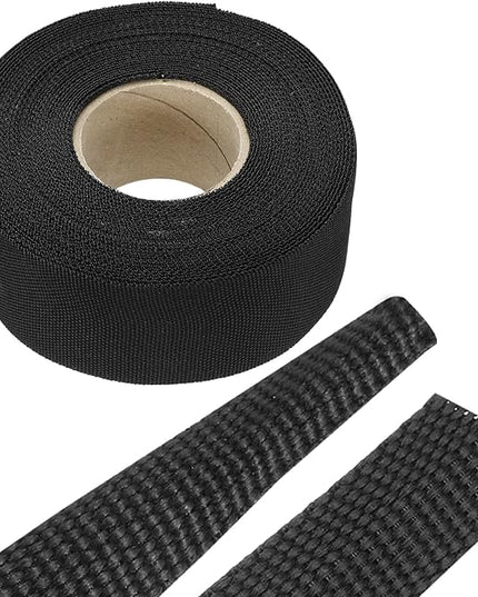 MECCANIXITY Braided Cable Sleeves Heat Shrinkable Fabric Sleeving, 1 3/8" 40ft Black 2:1 Ratio Heat Shrinkable Cord Protector for Harness Cable, Network Cable Protection, Cable Management