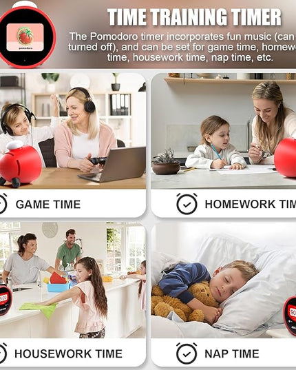 Smart Alarm Clock for Kids, AI Voice Assistant Clock with Chat, Ok to Wake Clock, 12 White Noise Sounds, Sleep Trainer, Time Management Tool, Music Player via TF/MP3 Card, Weather Forecast