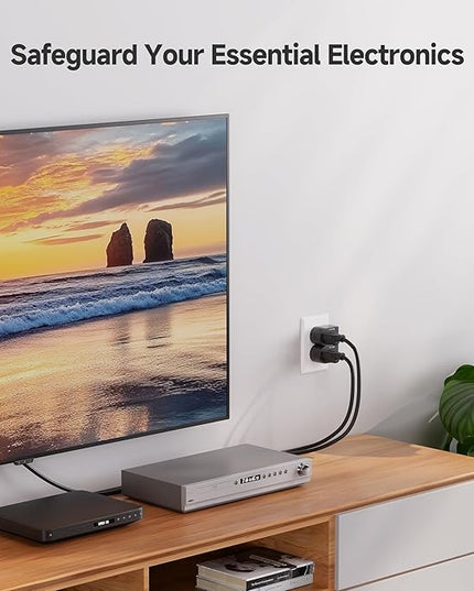 [ETL Listed] Cable Matters 3-Pack Non-Blocking 490 Joules Single Outlet Surge Protector, 15A / 1875W, Wall Surge Protector Outlet, Black