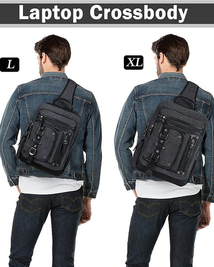 Schkleier Messenger Bag for Men Canvas Sling Bag Crossbody Backpack Laptop Shoulder Bag Hiking Daypacks Casual Tactical