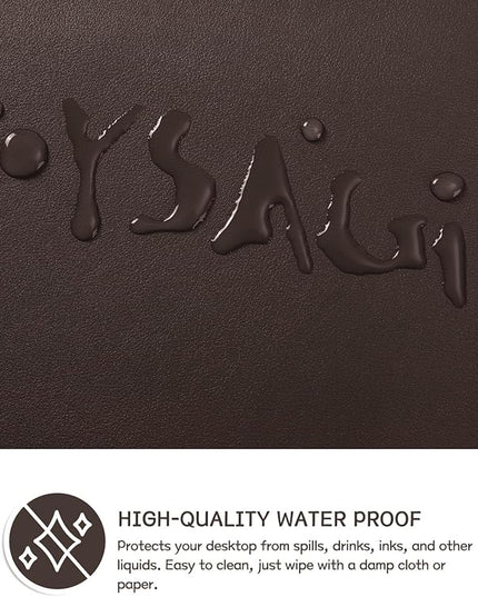 YSAGi Non-Slip Leather Desk Pad L Size, Waterproof Laptop Computer Desk Keyboard Mat, Table Protector Blotter Mat, Large Mouse Pad for Office/Work/Home/Decor(Dark Brown, 35.4" x 17")