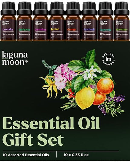 Essential Oils Set - Top 10 Gift Set Blends for Fragrance, Diffusers, Humidifiers, Aromatherapy, Cars & Home Products, Room Sprays, Candle Making, Yoga - Fragrance Oils for Botanical Fresheners Making