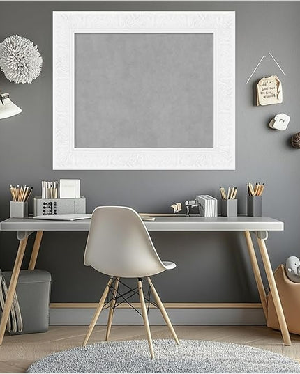 Amanti Art White Framed Magnetic Board 27x31 Medium Vision Board for use with Magnets, 100% Metal Sheet to Display Items as Office Decor or for Home Organization in mudroom, Kitchen or Kids Room