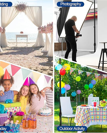 EMART Backdrop Stand Heavy Duty 10x10FT, Pipe and Drape Photo Background Photography Kit, Adjustable Metal Frame with Flat Base for Wedding Birthday Party Decoration-Black