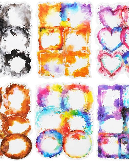 AuriicLeaf Frame PET Sticker Set, 120PCS Watercolor Blending Borders for Scrapbooking, Journaling, and Craft Supplies