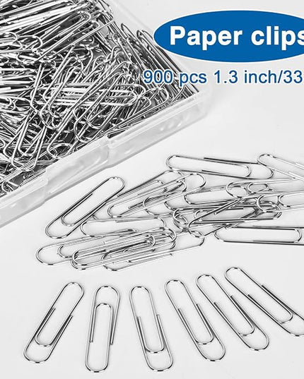 900 Pcs Medium Paper Clips,Paperclips Medium Size (1.3 inch),Smooth Paper Clip for Paperwork,School and Office Supplies.