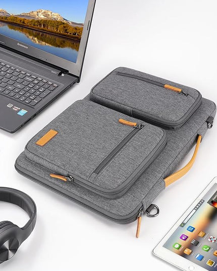 DOMISO 17 inch Laptop Sleeve Protective Case Cover Compatible with 17-17.3 inch HP Dell ASUS Lenovo Chromebook,Waterproof Computer Cases Bag with Shoulder Strap,Grey