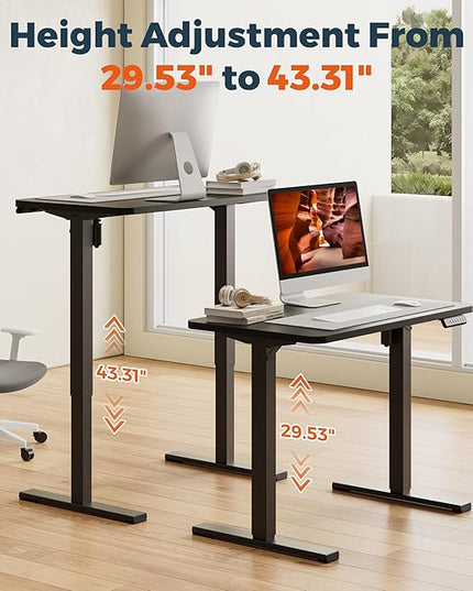 One-Piece Standing Desk 40 x 24 Inches, Small Adjustable Height Desk for Small Space Electric Sit Stand Desks Home Office Computer Workstation, Black