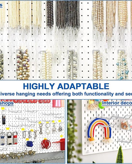 Tandefio 50 Pcs Double Arm Pegboard Hooks Heavy Duty 4.52" Fit 1/4 Pegboard Hole Loop Peg Board Wall Pegs Shelf Hooks for Shelves for Retail Stores Craft Room Garage Workbench