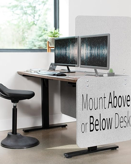 VIVO Clamp-on Privacy Panels 60 x 24 inch (x1), 24 x 24 inch (x2), Sound Absorbing Cubicle Desk Dividers, 3 Acoustic Partitions, Gray, PP-3-V108G