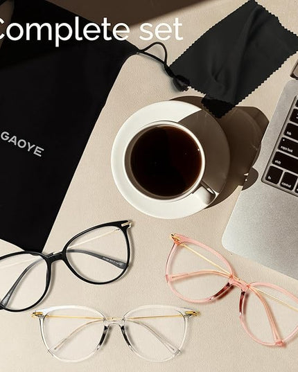 Gaoye Blue Light Blocking Glasses - Trending Round TR90 Frames, Metal Arms, UV400 Protection - Matching Soft Case