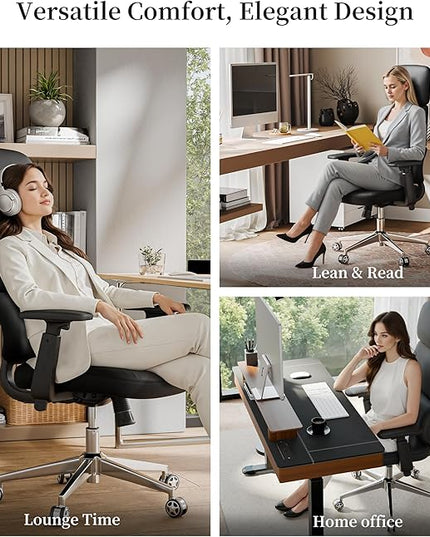 EUREKA ERGONOMIC Remi High Back Office Chair, PU Leather Office Chair with Wheels, Leather Desk Chair, Executive Office Chair Comfy for Home & Office, Black