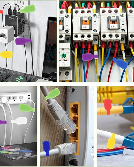 Cable Labels, 49 Cord Labels in Seven Colors, Can Be Handwritten and Reused, Suitable for The Identification of Various Wires and Cables