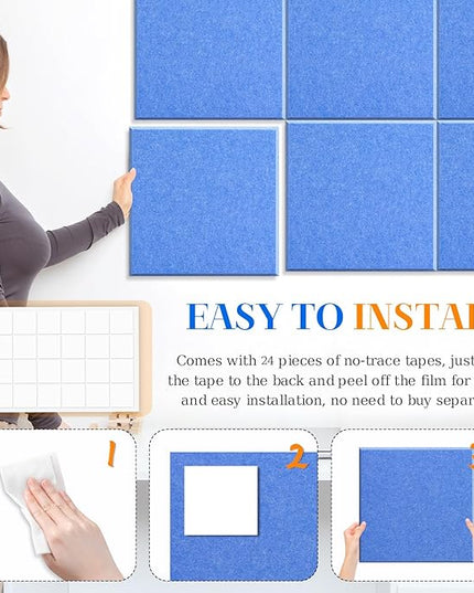 DOLLAR BOSS Large Cork Board for Wall 48" x 36" x 0.5" Bulletin Board 12 Packs Corkboard Tiles Self Adhesive Felt Wall Tiles for Office Home School, Blue