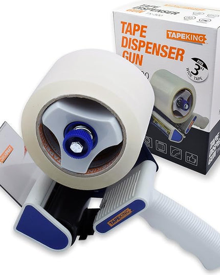 Tape King Packing Tape Dispenser Gun - Handheld Tape Gun with 1 Bonus Clear Packaging Tape (3 Inch Wide) - Shipping Tape for Sealing, Storing, and Moving Boxes, 1 Pack