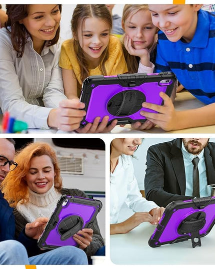 timecity for iPad (A16) 11th/ 10th Generation Case 11''/ 10.9 Inch (2025/2022) - Heavy Duty Protective Cover with Screen Protector, Stand, Shoulder Strap & Pencil Holder | Kids-Friendly - Purple