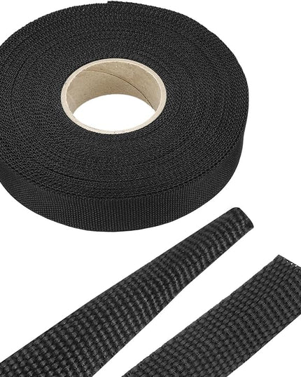 MECCANIXITY Braided Cable Sleeves Heat Shrinkable Fabric Sleeving, 5/8" 60ft Black 2:1 Ratio Heat Shrinkable Cord Protector for Harness Cable, Network Cable Protection, Cable Management