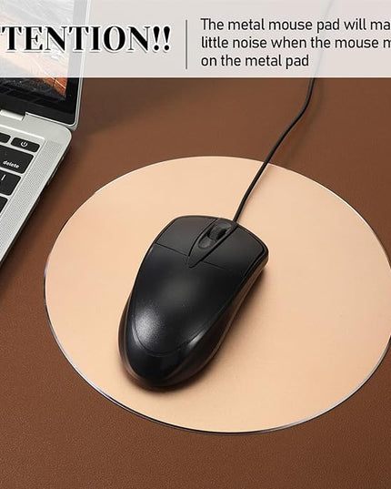 Premium Aluminum Metal Mouse Pad Mice Mat, 7.7 Inch Round Mouses Pads Gaming Office Home Mice Mat, Waterproof Surface Cute Computer Small Flat Double Sided Mouse Pad for Men Women (Champagne Gold)