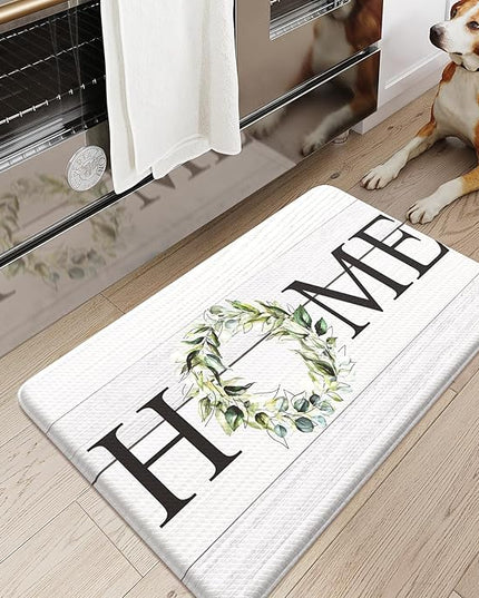 KIMODE Anti Fatigue Kitchen Mats, 17.3" x 30" Farmhouse Rustic Kitchen Rugs, Cushioned, Non-Skid, Waterproof, Comfort Thick Kitchen Floor Standing Mat for Corner Sink, Laundry Floor, Home
