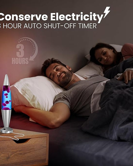 JAMBO Upgraded Motion Lamp – 16" Blue Liquid, Purple Wax – USB Ports, Timer – Night Light for Adults, Teens, Kids – Bedroom, Living Room, Office Décor Lamp