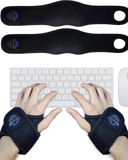 EXPOPROX-Wearable Wrist Rest Pads, 2 Pc. Set, Ergonomic Mouse and Keyboard Support Cushions to Reduce Joint Stress, Tension,Adjustable Fit with Padded Comfort.