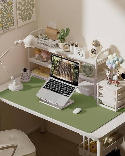 Aothia Faux Leather Desk Mat – Large Mouse Pad, Non-Slip PU Leather Blotter, Waterproof Writing Surface for Office and Home (Olive Green, 47.2" x 23.6")