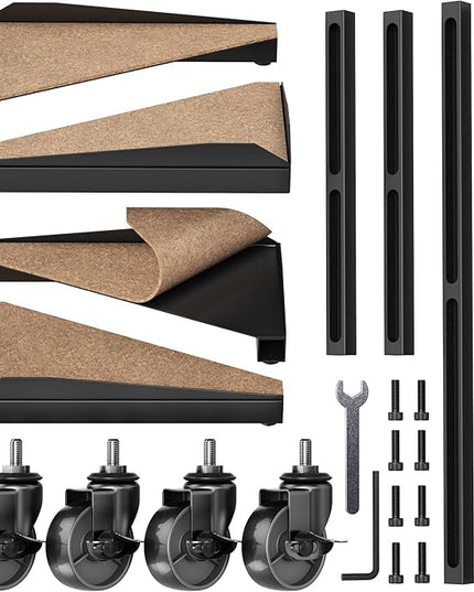 PC Tower Stand – Metal Frame – Adjustable Width and Length – 4 Locking Wheels – Cork Pads – Computer Tower Stand for ATX – Easy Assembly – Wide Size Range – Computer Cart – CPU Holder