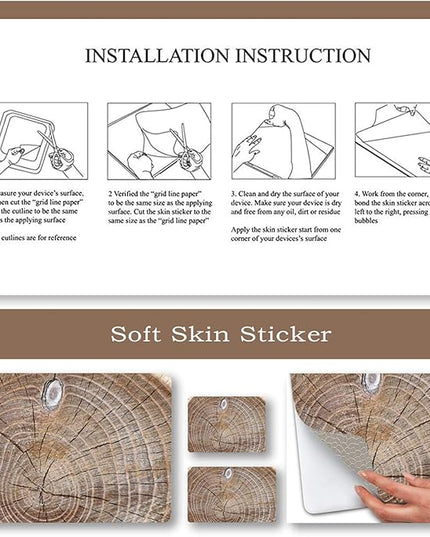 Laptop Skin Sticker Decal,12" 13" 13.3" 14" 15" 15.4" 15.6 inch Laptop Vinyl Skin Sticker Cover Art Protector Notebook PC (2 Wrist Pad Skin Included), Decorative Waterproof Removable, Wood Art