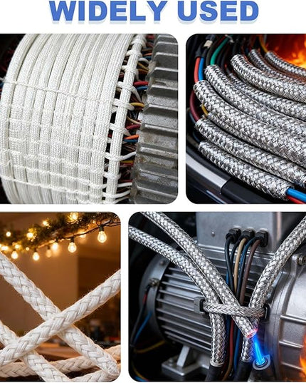uxcell Insulation Cable Protector,1mm/0.04 Inch-30m/98 Feet High Temp Fiberglass Sleeve White