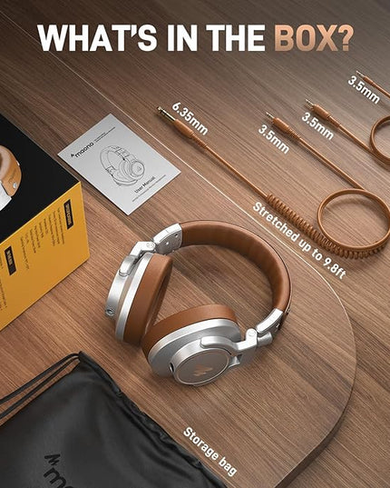 MAONO Professional Studio Monitor & Mixing DJ Headphones - Over Ear Closed Back Stereo Wired Headphones for Guitar AMP, Podcast, Recording, Streaming, PC, Music Production, Keyboard, MH700 Silver