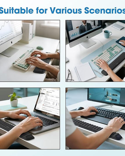 MEKASS Keyboard Wrist Rest, Soft Memory Foam Wrist Support for Keyboard, Keyboard Hand Rest Pad for Wrist Pain Relief, Keyboard Wrist Guard for Long Hours of Work, Gaming, Studying（Classic Black）