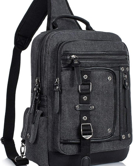 Schkleier Messenger Bag for Men Canvas Sling Bag Crossbody Backpack Laptop Shoulder Bag Hiking Daypacks Casual Tactical