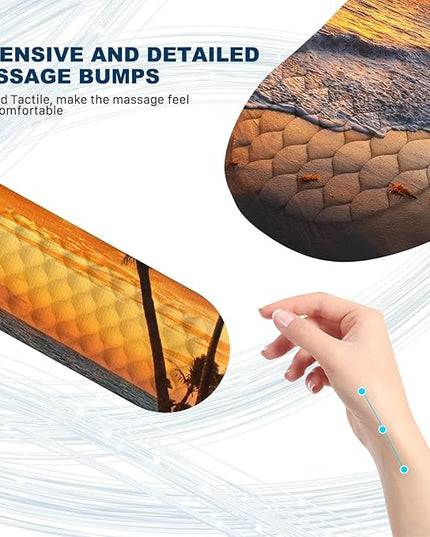 Ergonomic Mouse Pad and Keyboard Wrist Rest with Massage Design, Space-Saving Mouse Pad Wrist Support, Memory Foam Wrist Rest with Non-Slip PU Base for Computer Desk, Beach