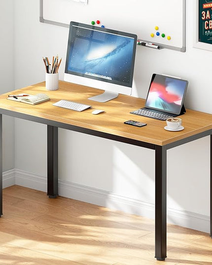 DlandHome 47 inches Medium Computer Desk, Composite Wood Board, Decent and Steady Home Office Desk/Workstation/Table, BS1-120TB Teak and Black Legs, 1 Pack
