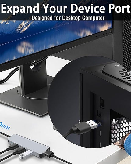 MEIRIYFA USB 3.0 Hub, 4 in 1 USB Hub Splitter Aluminium USB Extender Hub 1* USB3.0 Port (5Gbps)+ 3* USB2.0 Port (480Mbps) for Desktop, Laptop, Flash Drive, PC, Keyboards - 1M