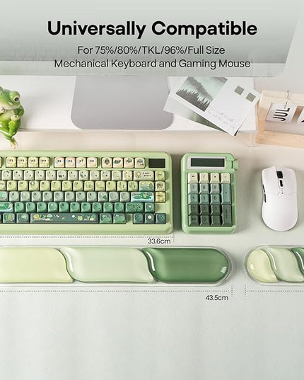EPOMAKER CloudGel Wrist Rest for Keyboard and Mouse, 2 Pieces Silicone Wrist Support, Anti-Slip Rubber Bottom, Ergonomic Design, Suitable for Office/Computer/Laptop/Gaming (Green)