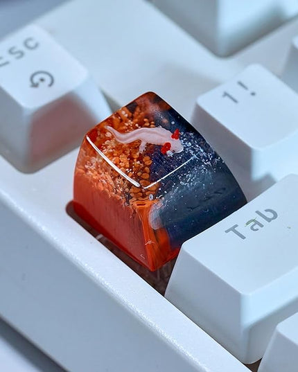 Pink Axolotl Artisan Keycap Orange Black Ocean Coral R1 SA Profile Custom Keycaps 1U ESC Handmade Resin Gaming Animals Key Cap Cherry MX Switch Compatible Mechanical Keyboard Axolotl Lover Gift