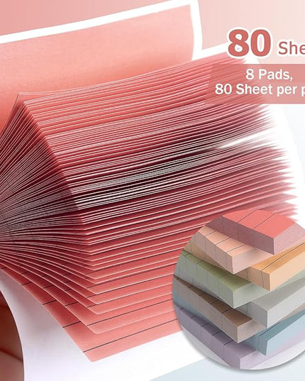 8 Pads Lined Sticky Notes Vintage Color 3x3 in, Self-Stick Sticky Note Pads Lined Pads 8 Pads/Pack, 640 Sheets, Easy to Paste for Office, School, Home
