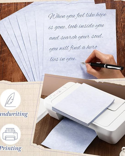 Epakh 300 Pcs Old Age Parchment Paper 8.5 x 11 Inch Standard Letter Vintage Colored Old Parchment Double Side Printing Paper (Blue)