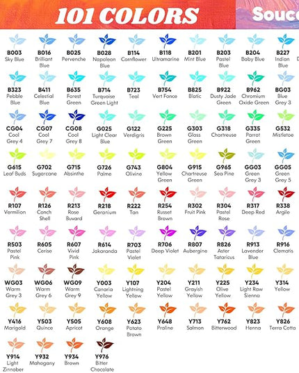 Soucolor Alcohol Markers Art Set, Aesthetic Cute Supplies, Art Kits Gifts,101 Dual Tip Sketching Coloring Drawing Markers for Adult Coloring Books