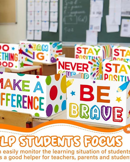Honoson 24 Pcs Bulk Inspirational Privacy Folders for Students Cardboard Test Privacy Boards Motivational Words Desk Dividers Shield for Classroom School Study Supplies, 6 Styles (Gorgeous)