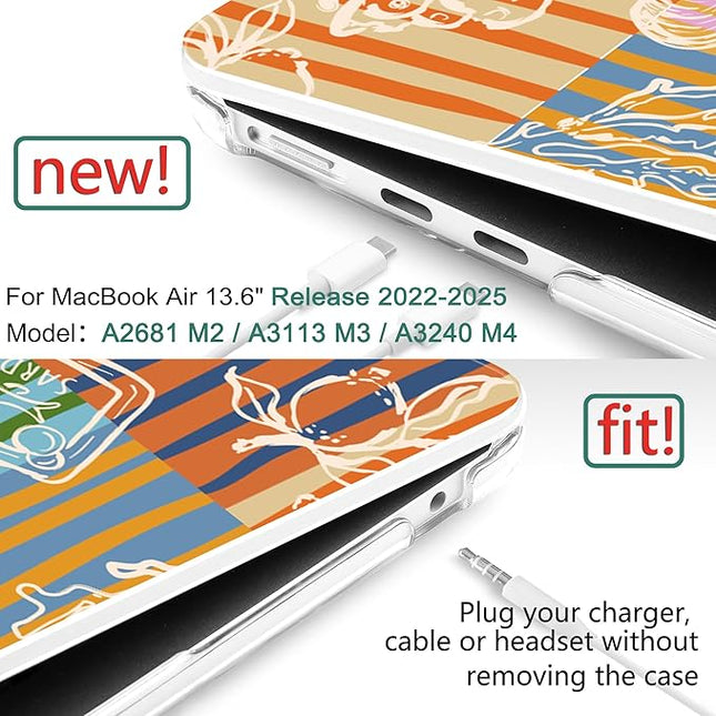 DONGKE for M4 MacBook Air 13.6 Inch Case 2025 2024 2023 2022 Model A3240 A3113 A2681 M3 M2 Chip, Plastic Hard Shell Case Cover with Touch ID for MacBook Air 13 Inch M4 - Italy Mood